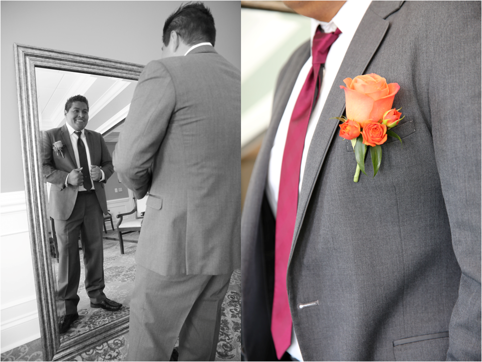 Latin Groom with grey suit and plum tie
