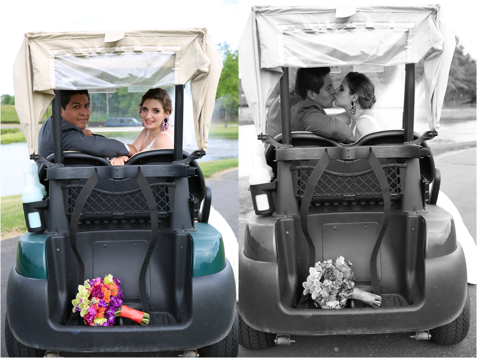 Latin cuople kissing wedding inspiration golf car