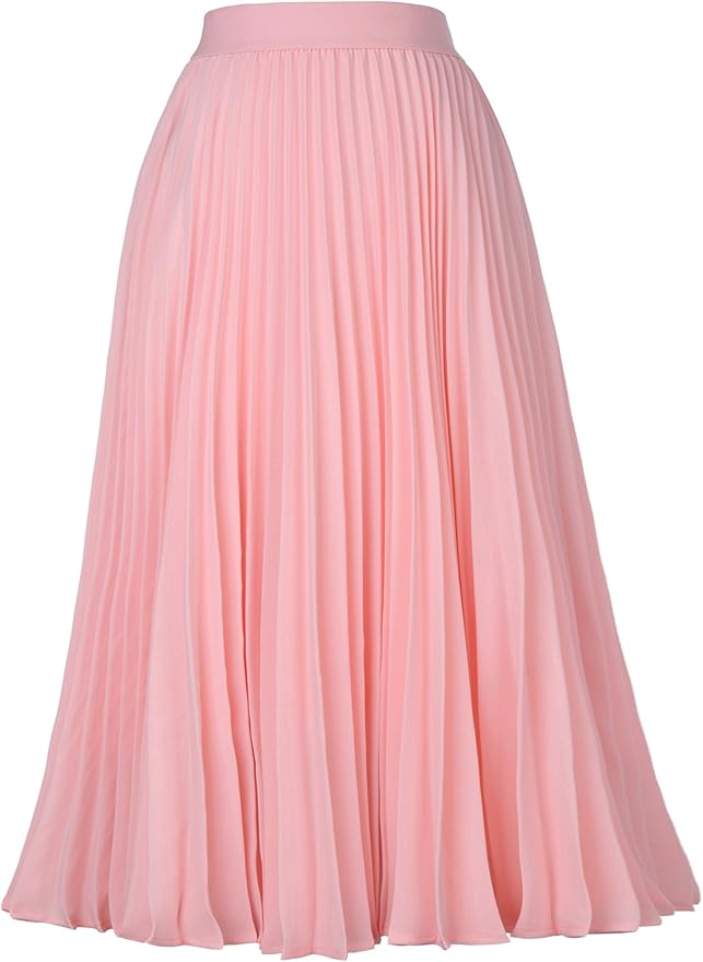 Kate Kasin Women's High Waist Pleated A-Line Swing Skirt KK659