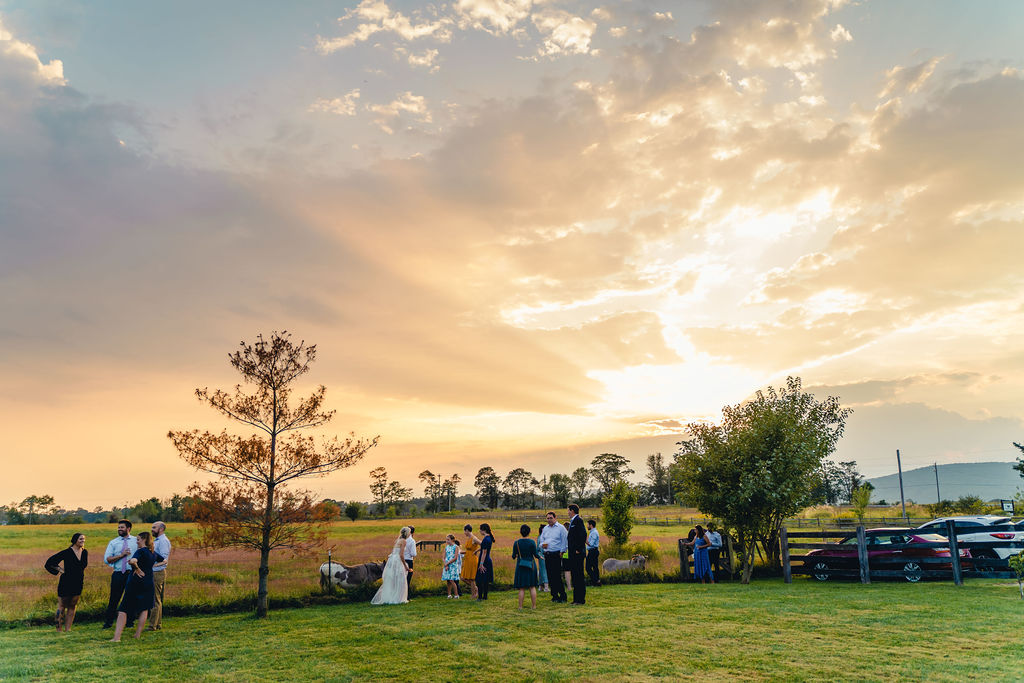 farm wedding venue sunset