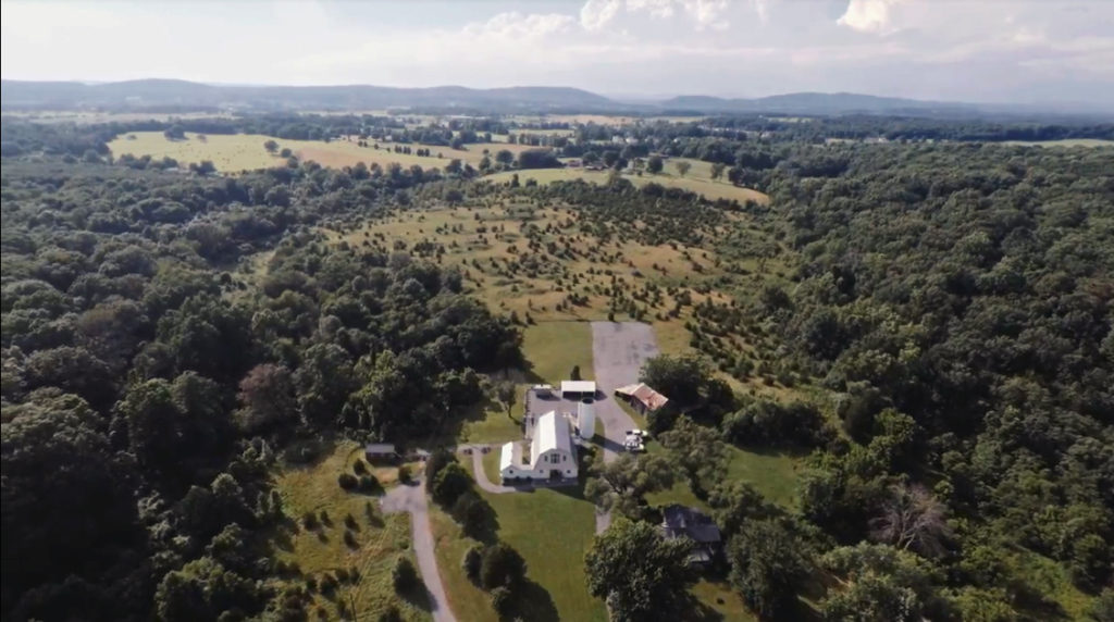 aerial view of 48 Fields wedding venue