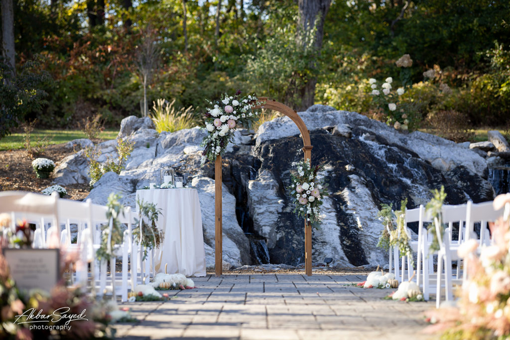 A closer look of the beautiful waterfall as the background of the ceremony in the Historical Rosemont Springs.