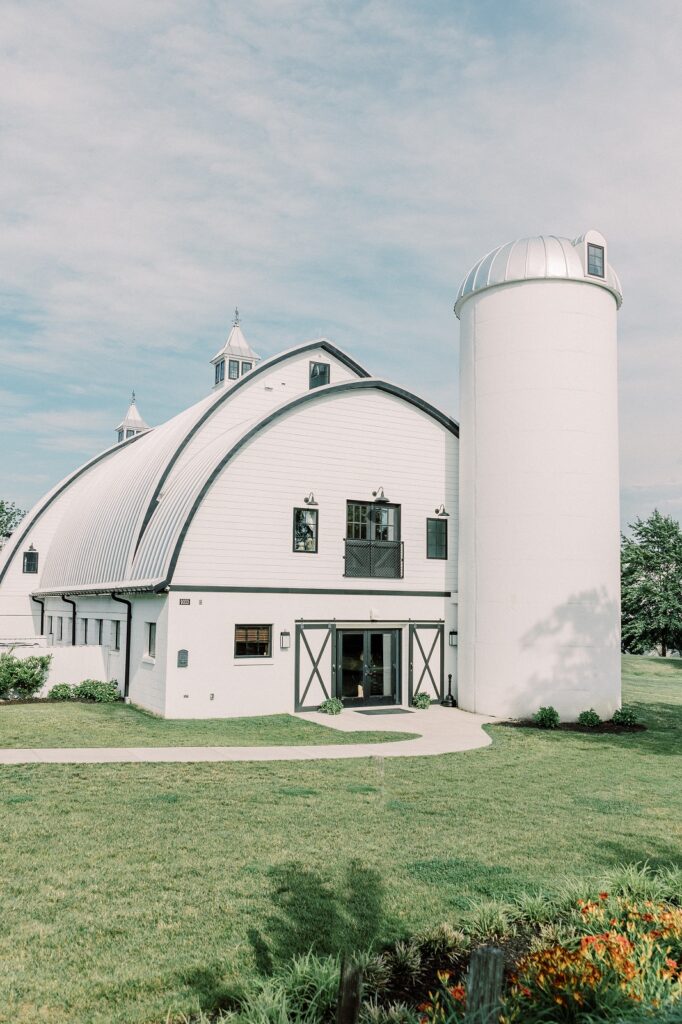white wedding venue barn